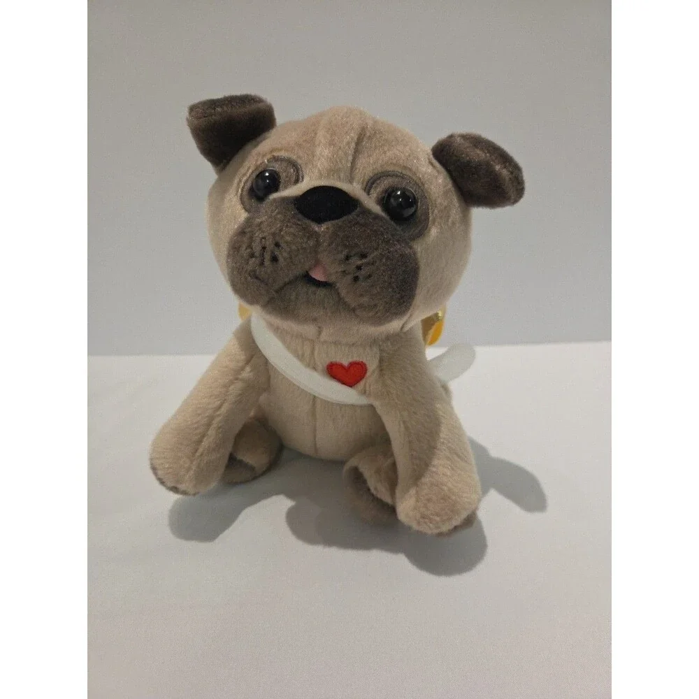 8” Hallmark Valentines Cupid Pug Plush Stuffed Animal Heart Tan Brown